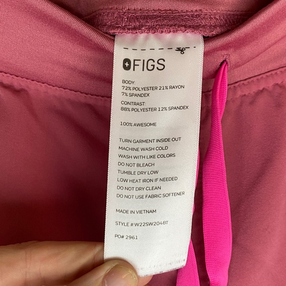 Figs High Waisted Livingston Basic Scrub Pants Rose Quartz Women's XS Tall - Picture 4 of 7